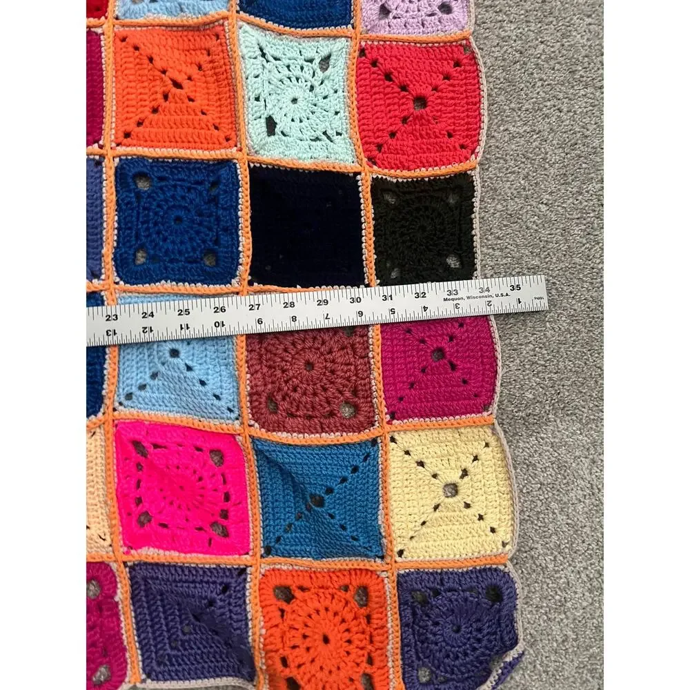 Vintage Grannycore Blanket Crochet 56 x 34 Afghan Cottagecore Country